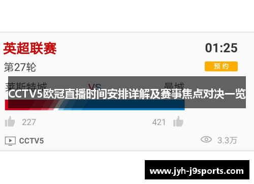 CCTV5欧冠直播时间安排详解及赛事焦点对决一览